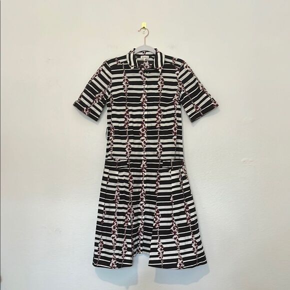 SUNO Black and White A-Line Midi Dress - Picture 1 of 8